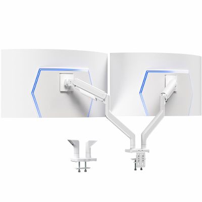 VIVO Heavy Duty Dual Ultra-Wide Monitor Tension Arm for up to 45 inch Screens, Holds 44 lbs per Arm, Premium Desk Mount Monitor Stand for 2 Ultrawides, White, STAND-V200DW