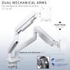 VIVO Heavy Duty Dual Ultra-Wide Monitor Tension Arm for up to 45 inch Screens, Holds 44 lbs per Arm, Premium Desk Mount Monitor Stand for 2 Ultrawides, White, STAND-V200DW view 3