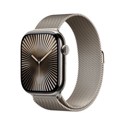 Apple Watch Series 10 [GPS + Cellular 46mm case] Smartwatch with Natural Titanium Case with Natural Milanese Loop - M/L. Fitness Tracker, ECG App, Always-On Retina Display, Carbon Neutral