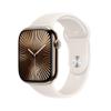 Apple Watch Series 10 [GPS + Cellular 46mm case] Smartwatch with Gold Titanium Case with Starlight Sport Band - M/L. Fitness Tracker, ECG App, Always-On Retina Display, Water Resistant view 1