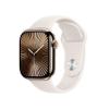 Apple Watch Series 10 [GPS + Cellular 42mm case] Smartwatch with Gold Titanium Case with Starlight Sport Band - S/M. Fitness Tracker, ECG App, Always-On Retina Display, Water Resistant view 1