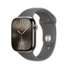 Apple Watch Series 10 [GPS + Cellular 46mm case] Smartwatch with Natural Titanium Case with Stone Grey Sport Band - M/L. Fitness Tracker, ECG App, Always-On Retina Display, Water Resistant view 1