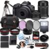 Canon EOS R100, 18-45mm and 55-210mm Lenses + 64GB Extreme Speed Memory, Filters + Macro + 2X Lens, Case, Tripod, Flash, and More - Pro Bundle (30pc), Black (Renewed) view 1
