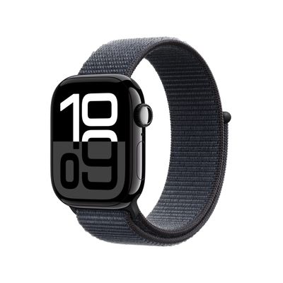 Apple Watch Series 10 [GPS + Cellular 42mm case] Smartwatch with Jet Black Aluminum Case with Ink Sport Loop. Fitness Tracker, ECG App, Always-On Retina Display, Carbon Neutral