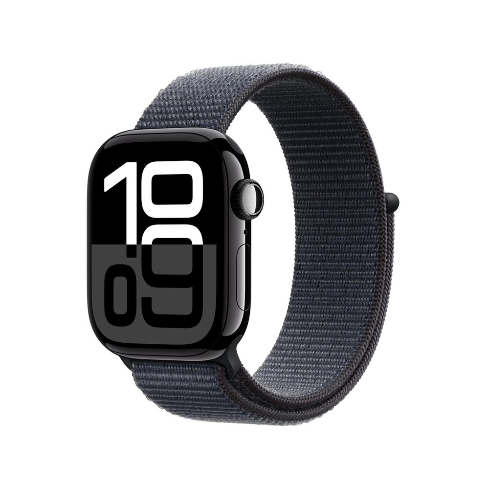 Apple Watch Series 10 [GPS + Cellular 42mm case] Smartwatch with Jet Black Aluminum Case with Ink Sport Loop. Fitness Tracker, ECG App, Always-On Retina Display, Carbon Neutral