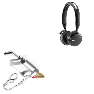 BoxWave Adapter Compatible with AKG Y400 Wireless - Micro SD Card miniReader, USB Type-C OTG Reader USB3.0 Adapter Keychain - Metallic Silver
