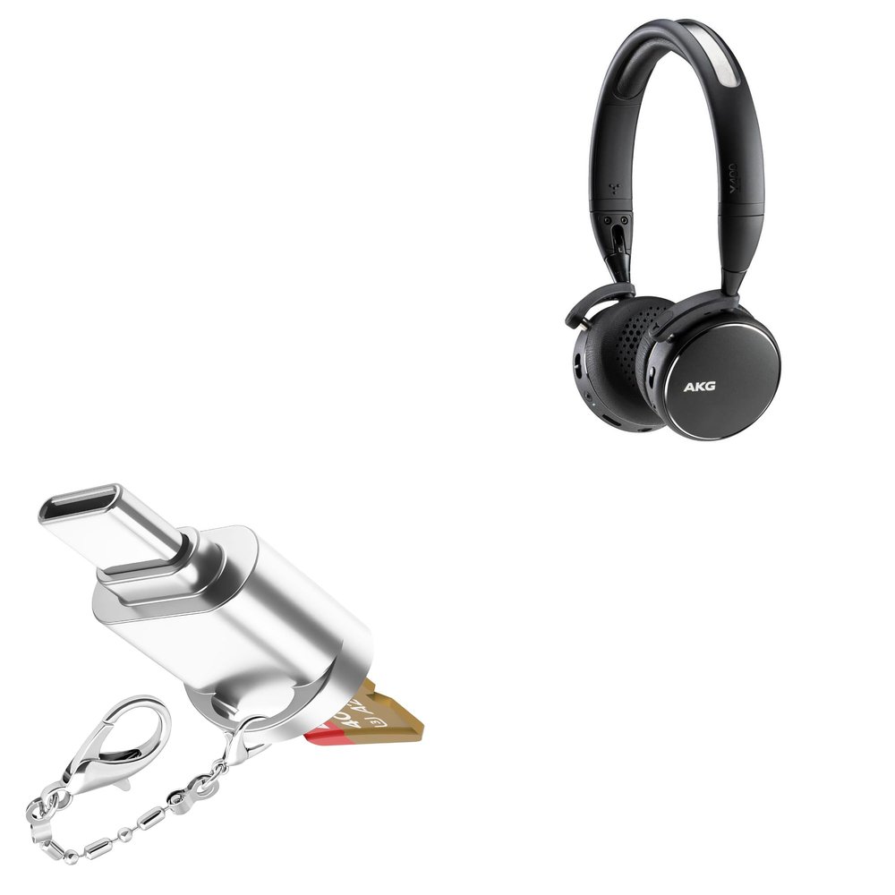 BoxWave Adapter Compatible with AKG Y400 Wireless - Micro SD Card miniReader, USB Type-C OTG Reader USB3.0 Adapter Keychain - Metallic Silver