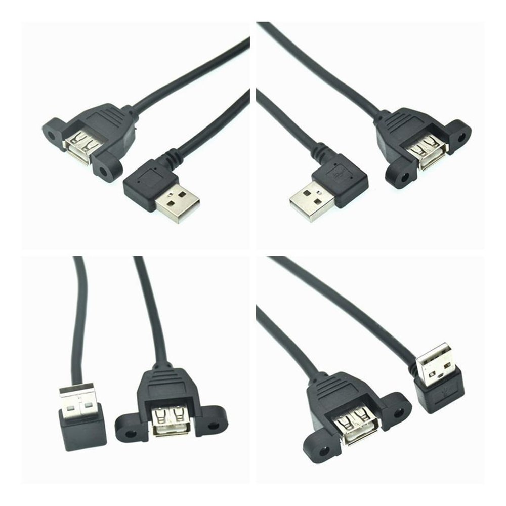 90 Degree Up & Down & Left & Right Angled USB 2.0 A Male Connector to Female Extension Cable with Panel Mount 25cm 50cm(100cm,Up)