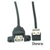 90 Degree Up & Down & Left & Right Angled USB 2.0 A Male Connector to Female Extension Cable with Panel Mount 25cm 50cm(25cm,Down) view 2