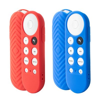 2 Pack Remote Cover Compatible with 2020 Chromecast with Google TV Voice Remote, Anti Slip Silicone Case Cover (Blue & Red)