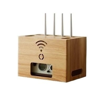 YUXING1205 Cable Management Box Desktop Router WiFi Storage Box, no Punching, Solid Wood TV Cabinet, Blocking and organizing Box Cable Management Organiser Box(Pine Wood)