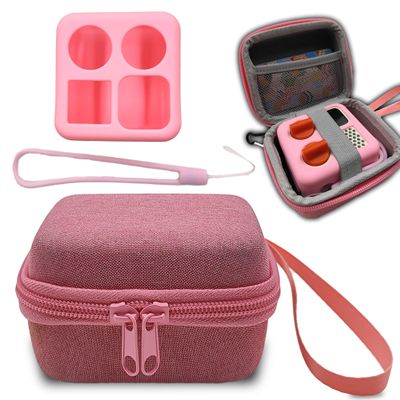 Hard Carrying Case and Silicone Skin Cover for YOTO Mini Screen-Free Bluetooth Audio Player, Compatible Accessories for Yoto Mini Make Your Own Card  Kids Screen-Free Bluetooth Audio Player (Pink)