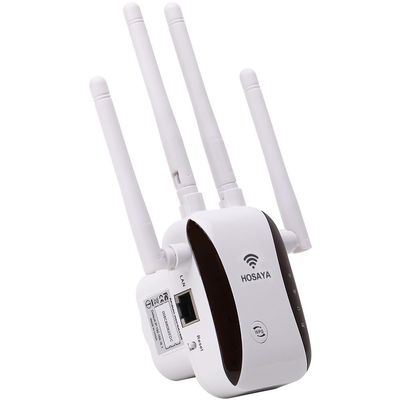 HOSAYA WiFi Extender WiFi Repeater Signal Booster for Area Up to 10000 sq.ft and 50 Devices, External WiFi Antenna x 4, RJ45 Port x 1, WPS, WiFi Range Extender, WiFi Amplifier, AP,Easy one Key Setup