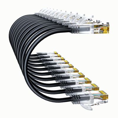 10Gsupxsel Cat6a Patch Cables 2ft (10 Pack) Slim, Cat6 Ethernet Patch Cable Pure Copper, Flexible Cat 6 Patch Cable 550MHZ 10G, Space-Saving Cat 6A Network Cables for Patch Panel, Black