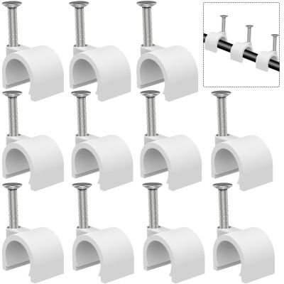 300 Pcs Nail in Cable Clips - 10mm, Coax, Speaker, Ethernet, Wall Wire Clips for Cords & Cables