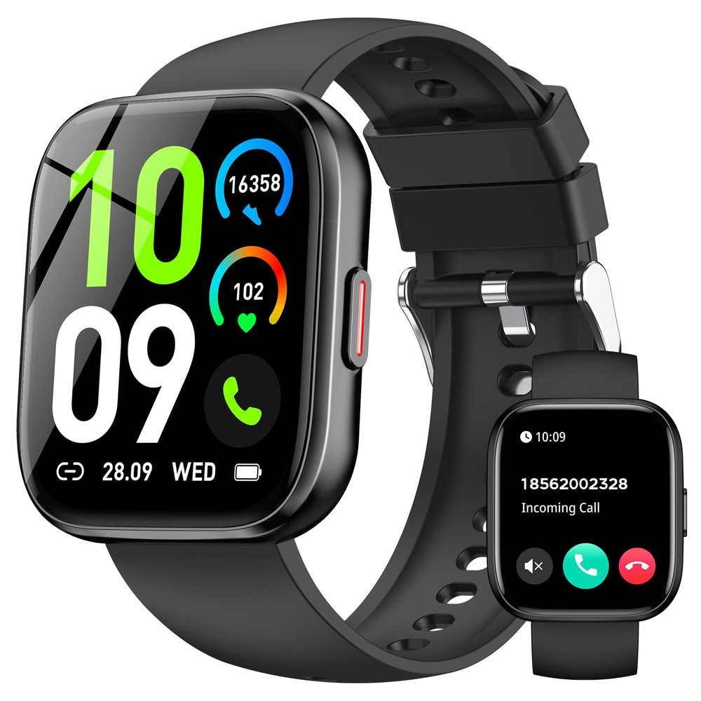 Smart Watches for Men Women Answer/Make Call, 1.85" Fitness Watch with 120+ Sports Modes, Heart Rate/Blood Oxygen/Activity Tracker, Pedometer, IP68 Smartwatch for iOS Android Samsung (Black, 1.85)