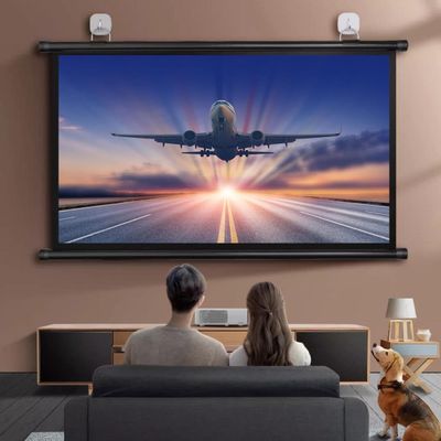 Manual Pull-Down Projector Screen, 60-inch 72-inch Roll-Down Widescreen Manual Projection Screen, Adjustable HD Screen Wall Mount Video Projection Screens 4:3 16:9 4K 3D(4:3,72inch)
