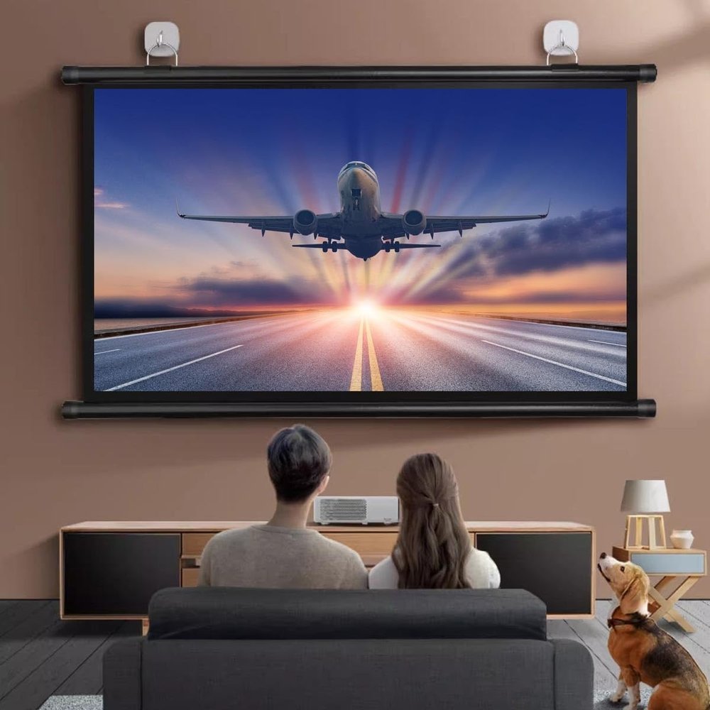 Manual Pull-Down Projector Screen, 60-inch 72-inch Roll-Down Widescreen Manual Projection Screen, Adjustable HD Screen Wall Mount Video Projection Screens 4:3 16:9 4K 3D(4:3,72inch)