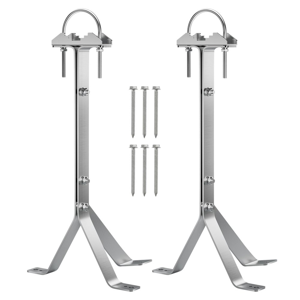 16 Inch SUS304 Stainless Steel Mast Wall Mount Clamp - Windproof Antenna Mounting Bracket for TV Mast