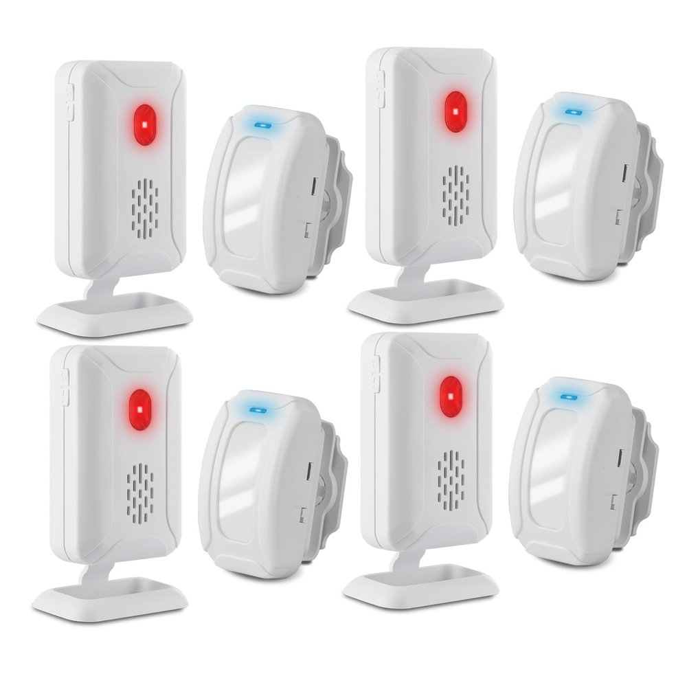 Door Chime, USUPERINK 4SET Motion Sensor Alarm, Wireless Driveway Alarm Security for Business Entry, Store Door Entry Bell, Motion Sensor Detect Alarm, Caregiver Reminder for Elderly, Visitor Bell