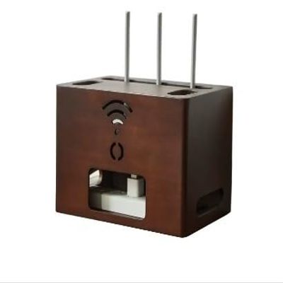 YUXING1205 Cable Management Box Desktop Router WiFi Storage Box, no Punching, Solid Wood TV Cabinet, Blocking and organizing Box Cable Management Organiser Box(Color of Walnut Wood)