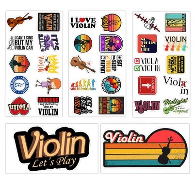 BETANAS Violin Sticker Pack 32 pcs Waterproof Vinyl Stickers Gift for Birthday, Musical Instrument Decals for Water Bottles Laptop Car Windows Decor Chrismas for Adults Boys Girls