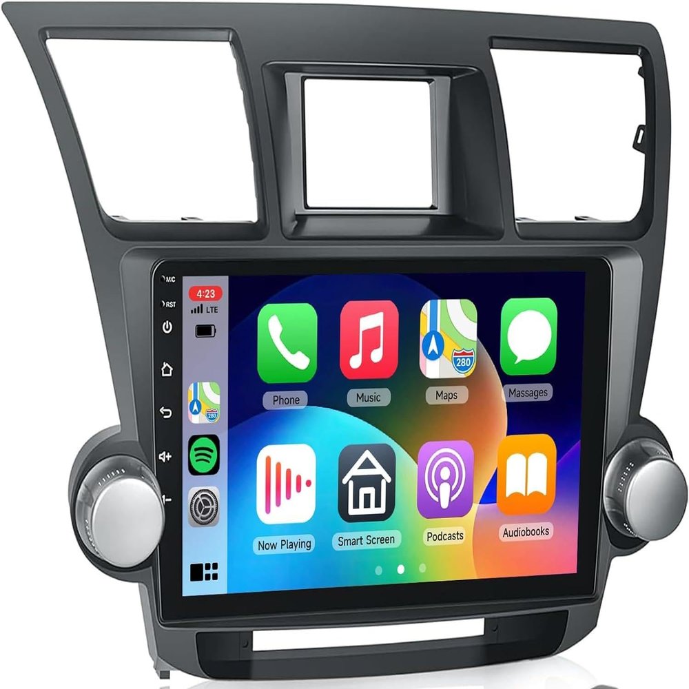16EQ Car Stereo for Toyota Highlander 2008-2014 Radio with 10.1inch 1080P HD 2.5D Touch Screen Wireless Carplay Android Auto,28UIs FM/RDS Radio Bluetooth GPS WiFi Mirrorlink SWC Rear Camera 2G 64G