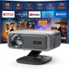 [Compatible with Netflix & Auto Focus]4K Projector with WiFi and Bluetooth,TOF Real-Time Auto Focus Smart Projector, Upgrade for AuKing Overhead Projectors Theater Proyector with Omni-Adjustable Stand view 1