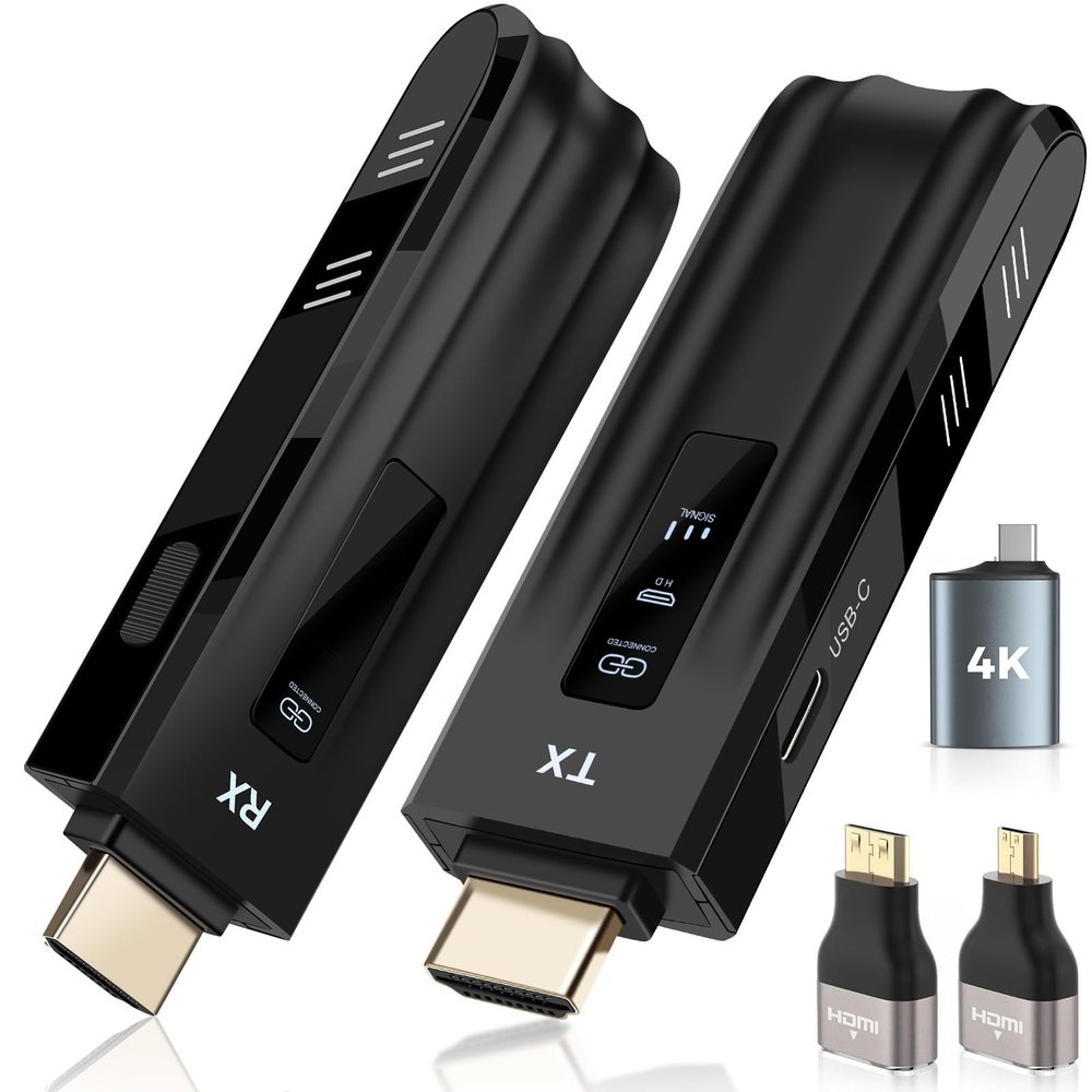 Beyn Wireless HDMI Transmitter and Receiver,2026 Upgraded LED Display,4K Decode & 1080P Output,Plug and Play Wireless HDMI Extender,Compatible with PC/Laptop/Camera/HDTV/Projector/TV Box