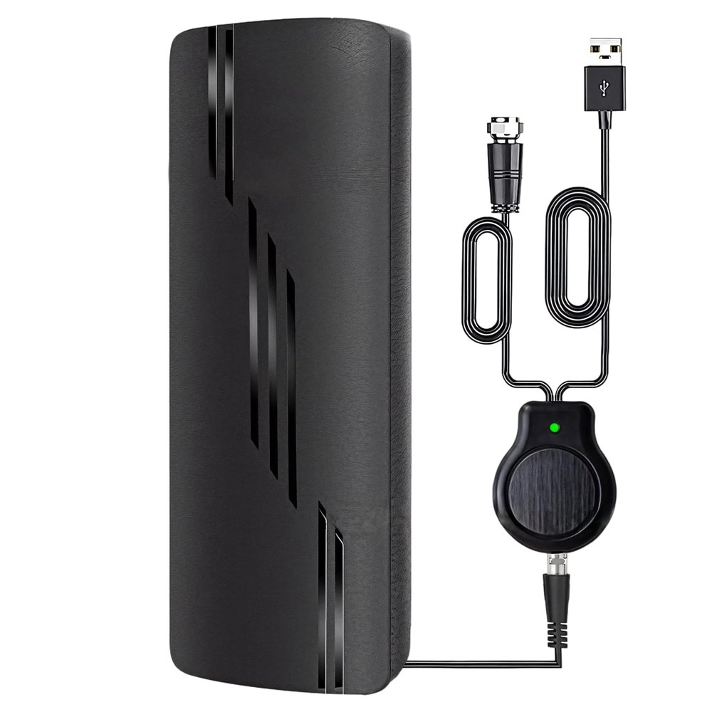 Signal-Boosting Digital Tv Antenna, Simple Setup with Adhesive and Screws, and Lightweight Plastic, Modern Black Design, Boosts Tv Signal for Clearer Picture, Universal Tv Compatibility