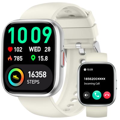 Paukila Smart Watches for Men Women (Answer/Make Call), 1.85" Fitness Tracker with 120 Sports Models, Heart Rate/SpO2/ Sleep Monitor, IP68 Waterproof Smart Watch for Android Phones/iPhone Compatible