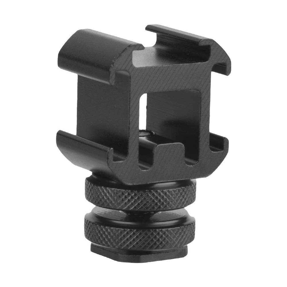 Mtlavishness Camera Flash Shoe Mounts Triple Cold Shoe Mount 7.05.03.0 Triple Hot Shoe Base Mount Adapter Extend for Microphone Video Light Tripod Monopod Cold Shoe Base Clip
