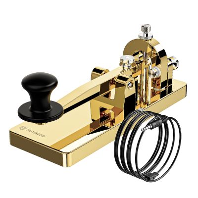 CW Telegraph - Heavy Duty Stainless Steel Classical Morse Code Key, Shortwave Radio Ham Send Telegram Practice Oscillator Straight Key (Gold)