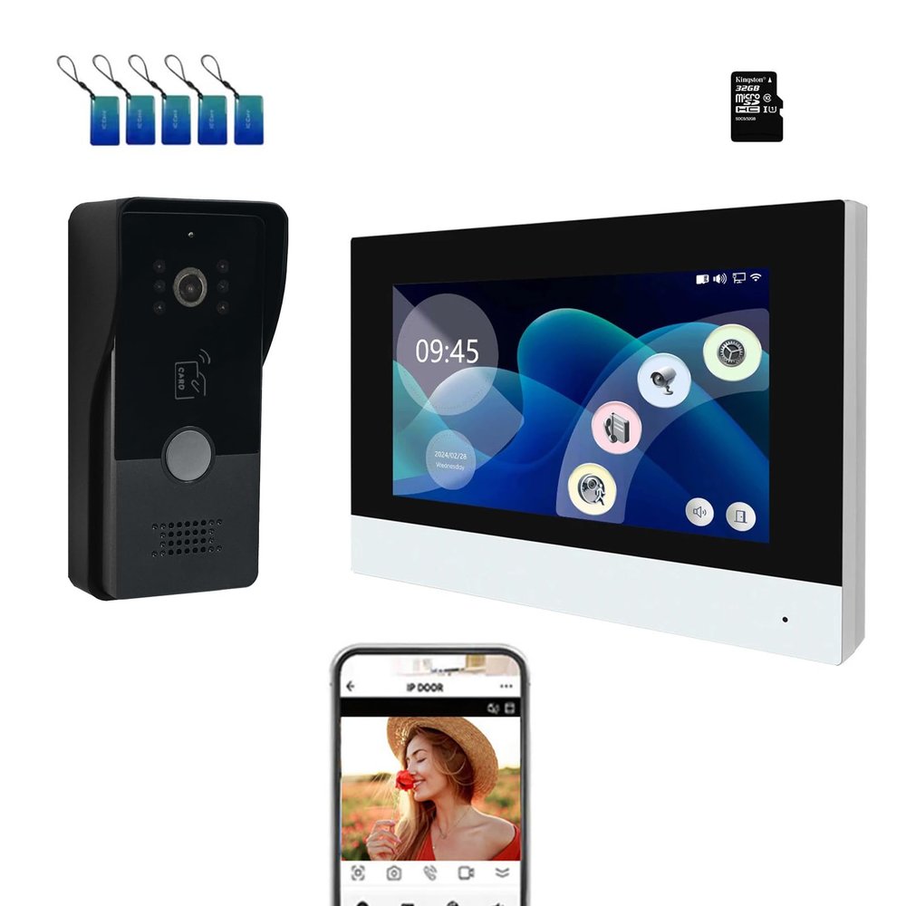 2 Wired Video Intercom System with 1080P Camera 7 Inch Touch Screen Monitor,WiFi Video Door Phone Kit,Motion Detect, 3 in 1 Remote Unlock,Tuya 32G