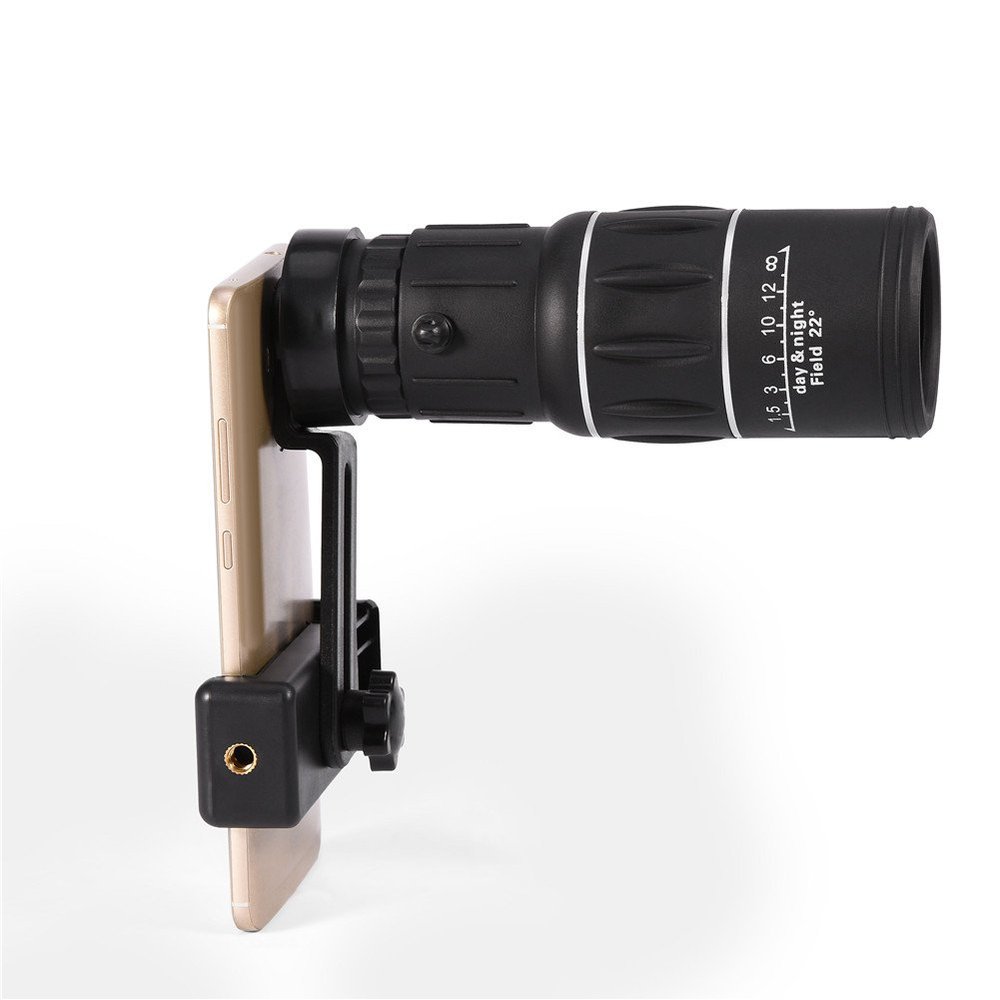 16X Hiking HD Camera Lens Monocular Telescope Zoom Fog Proof with Phone Holder for Outdoor Activities