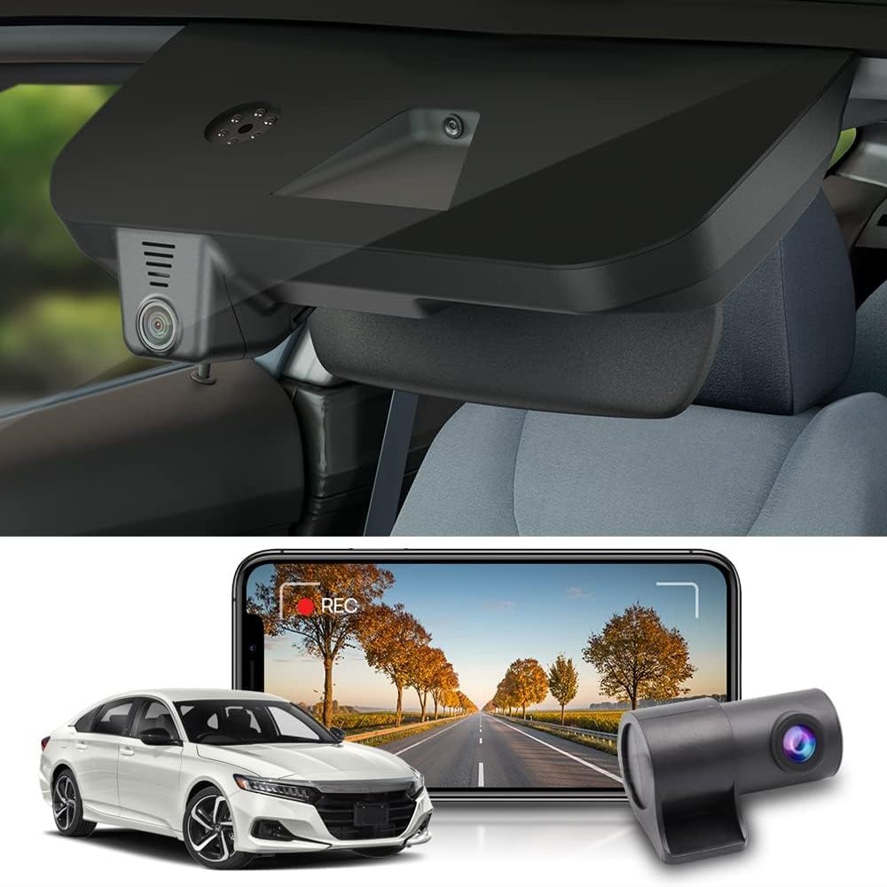 Fitcamx Front 4K+Rear 1080P Dash Cam Adapts for Honda Accord 2018-2022 (Model B/with Broader Cover), OEM Look, 2 Way HD Video, WiFi & APP, Loop Recording, Collision Detection, Easy to Set, 128GB Card