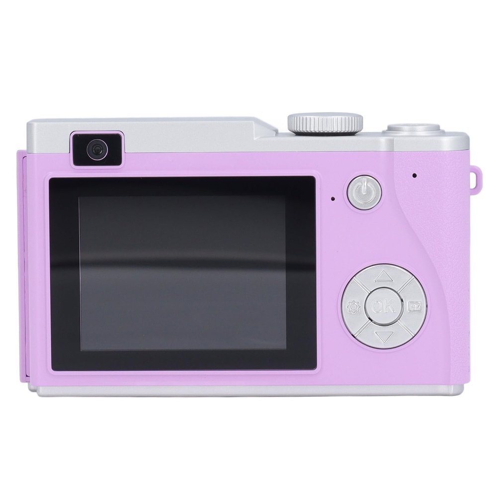 48MP Digital Camera, 1080P Selfie Camera 16x Zoom, Compact Portable Camera with 2.4 Inch Screen, Prevent Shaking, for Travel, Stylish Design with Retro Feel (Purple)