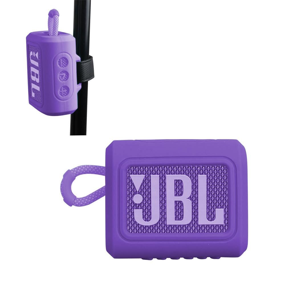 Hermitshell Silicone Carrying Case Replacement for JBL Go 3 / JBL Go 4 Portable Bluetooth Speaker (Lavender, Silicone Case)
