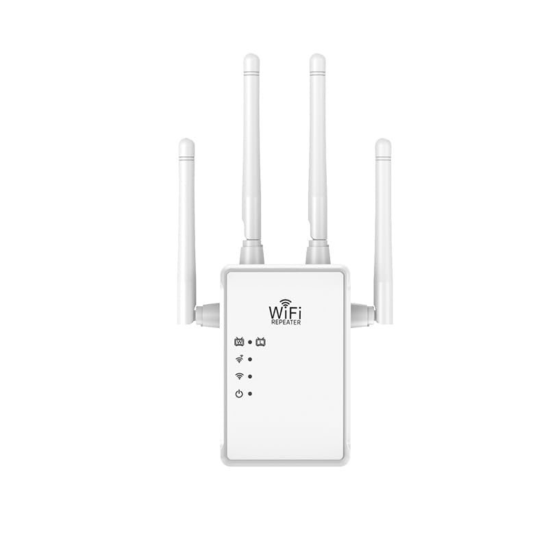 HOSAYA WiFi Extender WiFi Repeater 1200Mbps (AC1200) Dual Bands Signal Booster for 12000 sq.ft and 68 Devices, Big External Antenna x 4, RJ45 Port x 2, WiFi Range Amplifier, AP,Easy 1-tap Setup