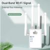 HOSAYA WiFi Extender WiFi Repeater 1200Mbps (AC1200) Dual Bands Signal Booster for 12000 sq.ft and 68 Devices, Big External Antenna x 4, RJ45 Port x 2, WiFi Range Amplifier, AP,Easy 1-tap Setup view 2