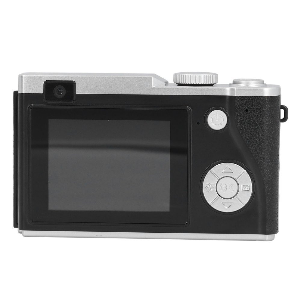48MP Digital Camera, 1080P Selfie Camera 16x Zoom, Compact Portable Camera with 2.4 Inch Screen, Prevent Shaking, for Travel, Stylish Design with Retro Feel (Black)