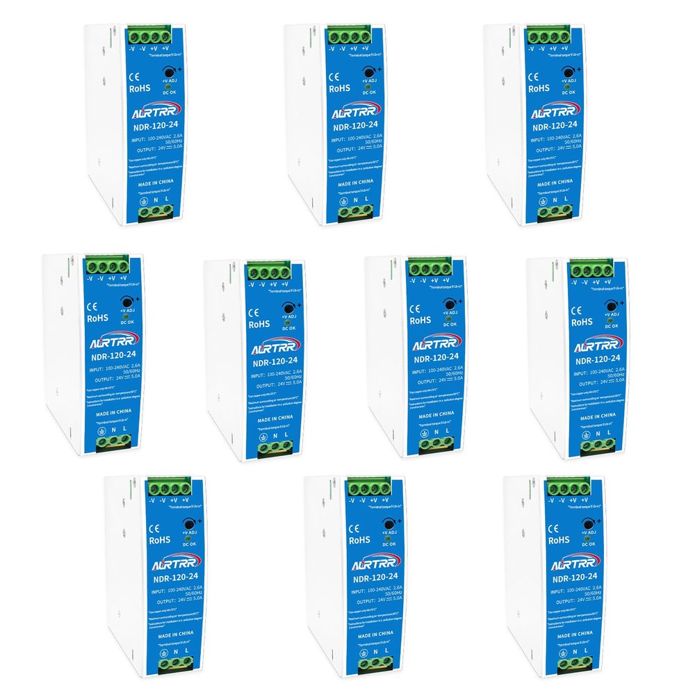 (10pcs) Din Rail 110v 120vac to 24v Power Supply 5 amp;Input 100-240Vac;Output:24 Volt;ndr 120-24 120w;Power Converter