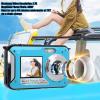 2.7K Underwater Camera, 11FT Camera 48MP Autofocus Dual Screen Selfie Underwater Camera for Snorkeling Compact Floatable Digital Camera (Blue) view 3
