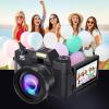 4K Digital Camera for Photography, 56MP Wi Fi Vlogging Camera for with Wide Angle Lens, Compact Travel Video Camera with Flash, 16X Zoom, for Adults Teens view 4