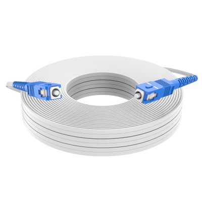 Jeirdus SC to SC 60Meters Indoor White 9/125 Singlemode Hard Fiber Optic Cable Jumper Optical Patch Cord FTTH FIOS Home SC/UPC to SC/UPC