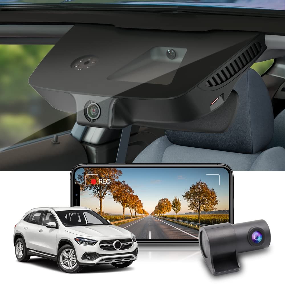 Fitcamx 4K Dual Dash Cam Adapts for Mercedes-Benz GLA 250 2015-2023 H247 X156 (HD2-5828), OEM Factory Style, Front 2160P+Rear 1080P Video, WiFi & APP, Loop Recording, G-Sensor, Easy to Set, 128GB Card