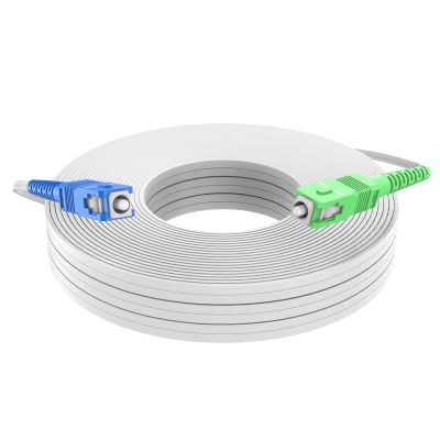 Jeirdus SC/PC to SC/APC 200Meters Indoor White 9/125 Singlemode Hard Fiber Optic Cable Jumper Optical Patch Cord FTTH FIOS Home SC/UPC to SC/APC
