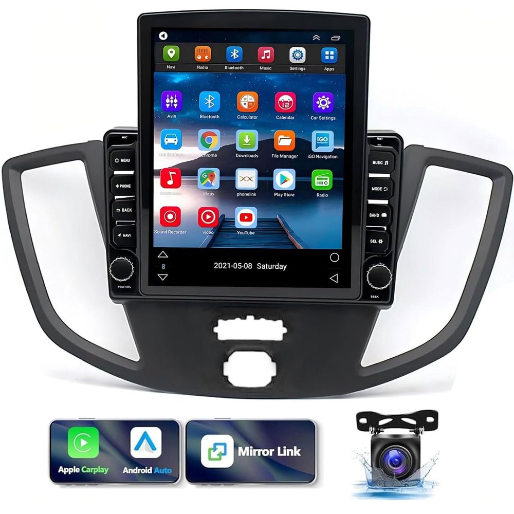 9.7" Android 13 Car Stereo w/Carplay Android Auto for Ford Transit Connect 2014 2015 2016 2017 2018 2019 IPS Car Audio Receiver w/WiFi GPS Bluetooth AHD Camera Mic,SWC/AV in/FM Radio Receiver-2+32G