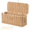 BROWNLILY Cable Management Box, Rattan Style Cord Organizer for Desk Cord Hider Outlet Covers Baby Proofing for Power Strip TV PC Router Charger Under Desk Storage - Natural Small view 1