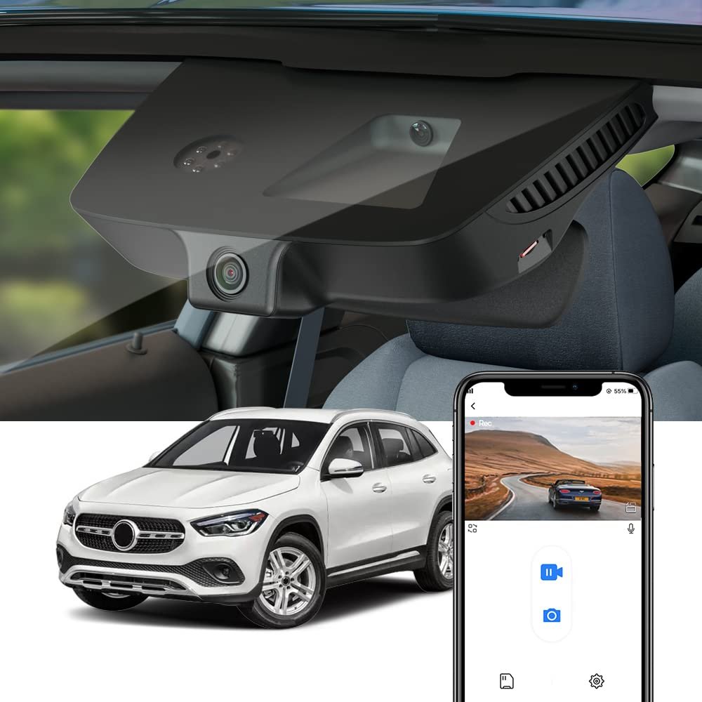 Fitcamx 4K Dash Cam Suitable for Mercedes-Benz GLA 250 4MATIC 2015-2023 H247 X156 (HD2-6711), Factory OEM Style, UHD 2160P Video, Built-in WiFi & APP, G-Sensor, Loop Recording, Easy to Set, 64GB Card